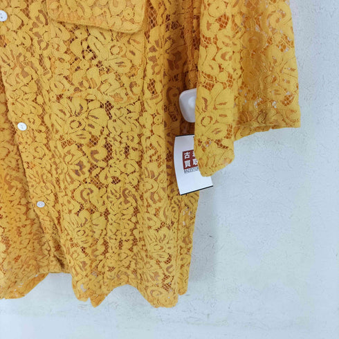 ニッチ niche. OPEN COLLAR S/S SHIRTS-LACE FLOWER メンズ import:L